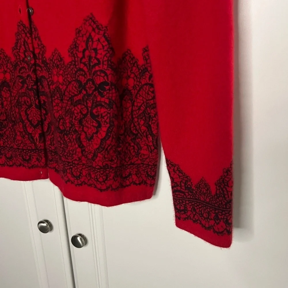 Charter Club 100% Cashmere Lace Print Cardigan